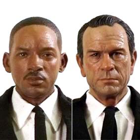 Enterbay Man in Black MIB 3 Agent J (Will Smith), K (Tommy Lee Jones) e cão Pug Frank