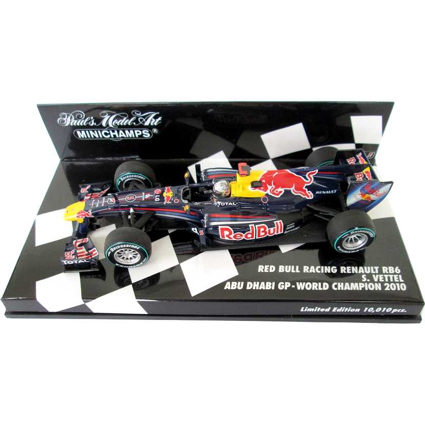 Fórmula 1 Minichamps Campeão 2010 Red Bull Racing Renault RB6 Sebastian Vettel escala 1/43
