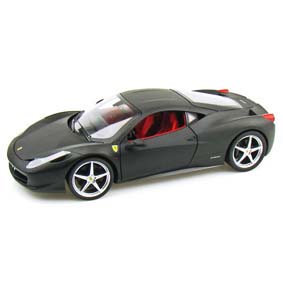 Hot Wheels Ferrari 458 Itália (2009) escala 1/18 (preto fosco) T6921