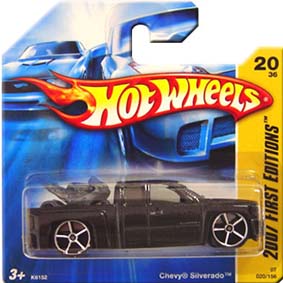Hot Wheels Poster 2007 Chevy Silverado preto metálico K6152 series 20/36 020/156