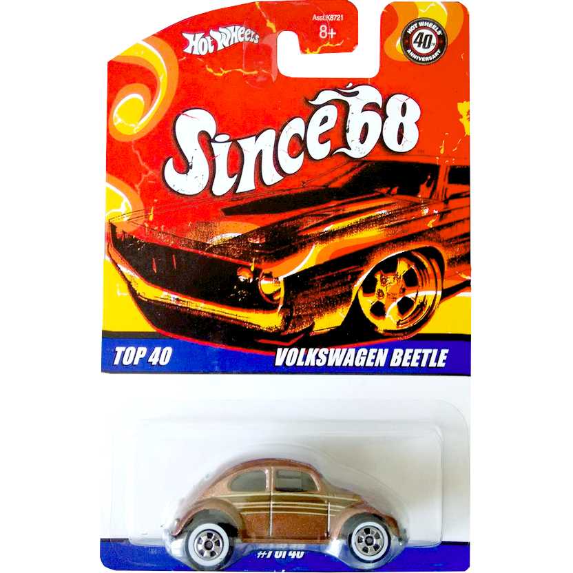 Hot Wheels Since 68 Top 40 VW Fusca / Volkswagen Beetle M1547 marrom escala 1/64