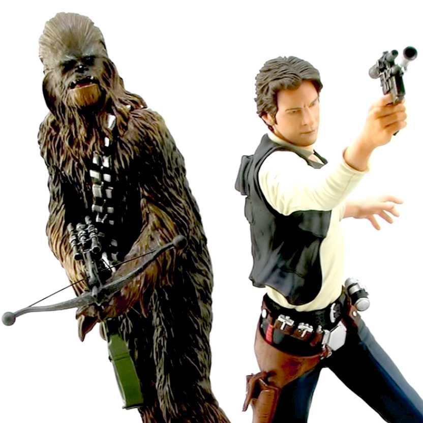 Kotobukiya Star Wars ArtFX Han Solo e Chewbacca escala 1/10 - Bonecos Guerra nas Estrelas