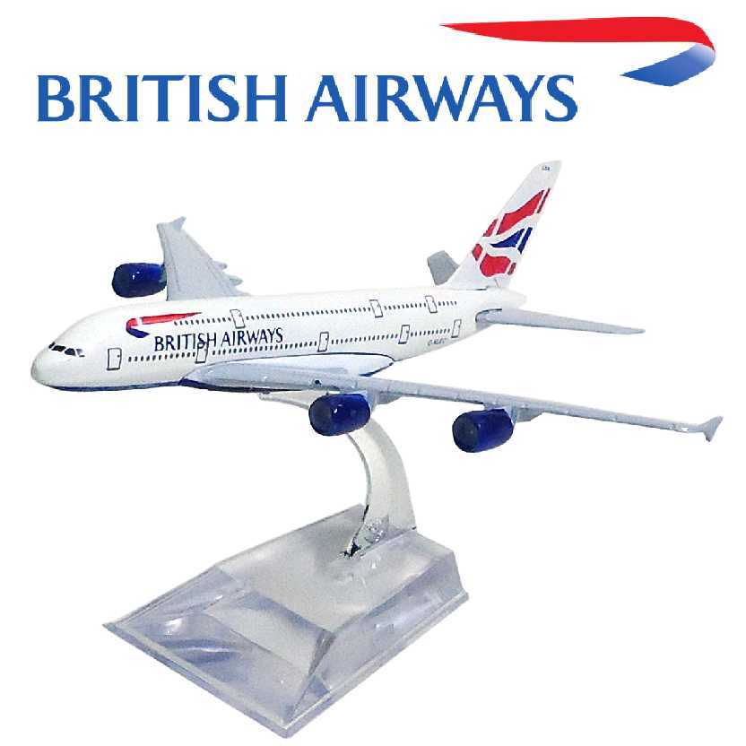 Miniatura de Avião Comercial Airbus A380 da British Airways Aviões Comerciais