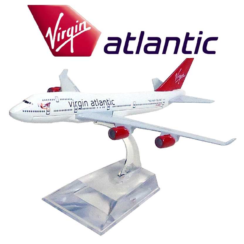 Miniatura de avião comercial Boeing 747 da Virgin Atlantic airline company