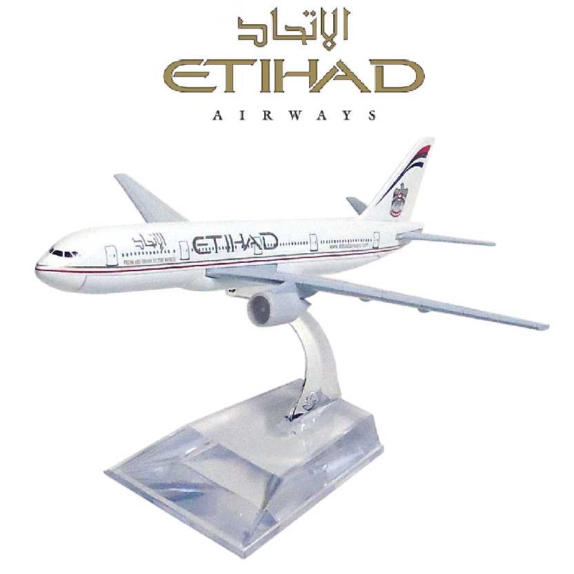 Miniatura de avião comercial Boeing 777 da Etihad airline company