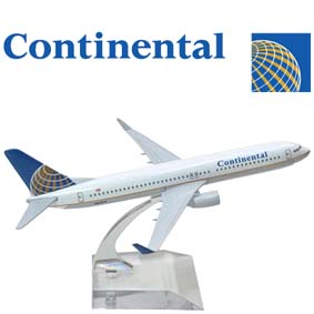 Miniatura de Avião Comercial em metal Boeing 737 Continental Airlines Brasil