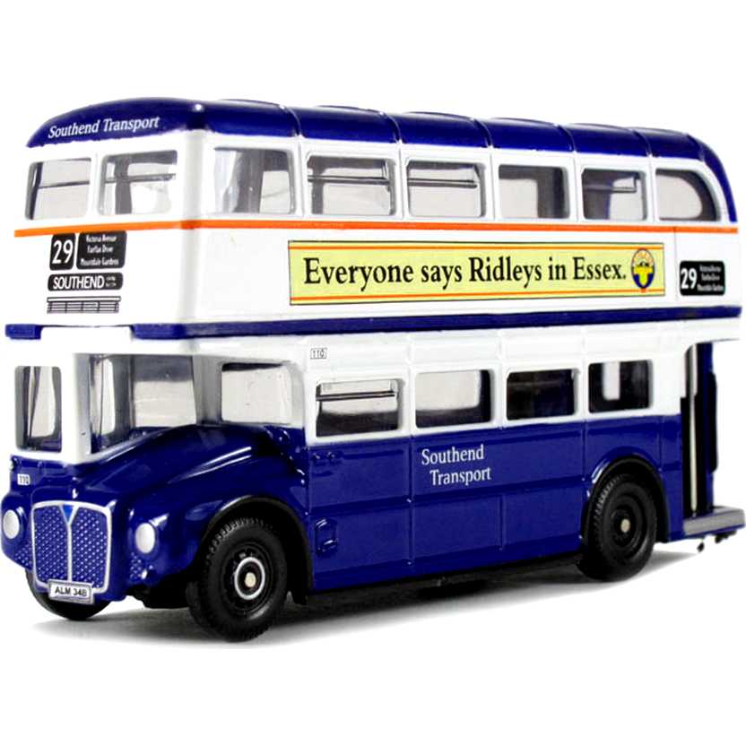 Miniatura de ônibus inglês 2 andares (Routemaster Southend Transport) Oxford escala 1/76