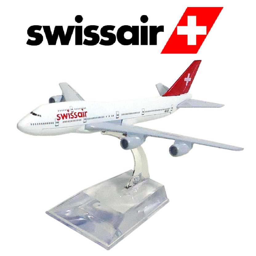 Miniaturas Aviões Comerciais de metal Boeing 747 Swiss Airlines