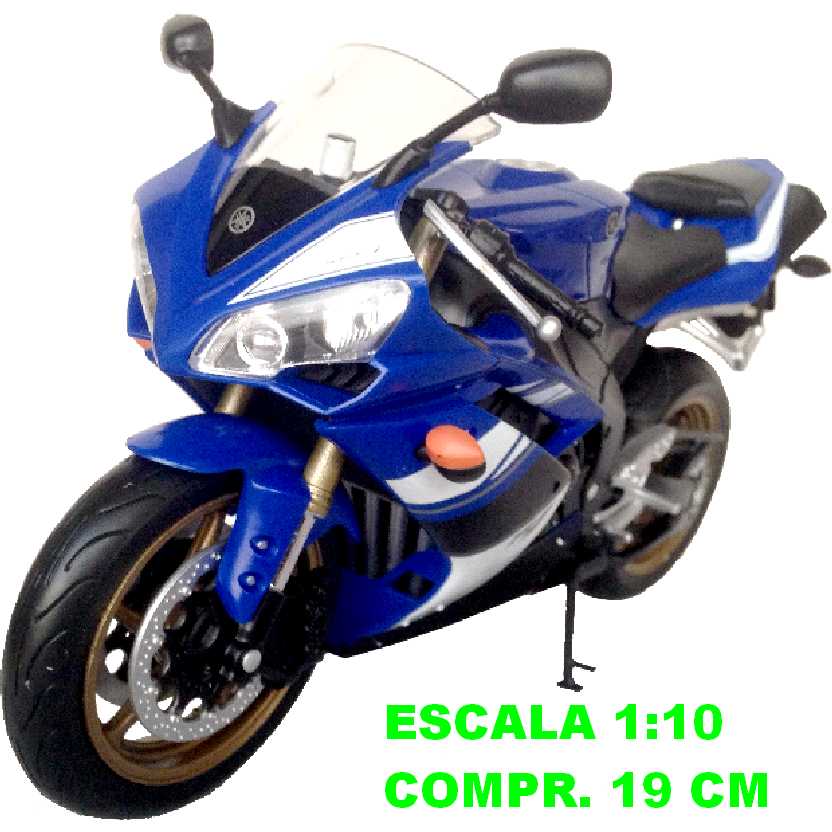 Moto Yamaha YZF-R1 azul marca Welly escala 1/10 (grande)