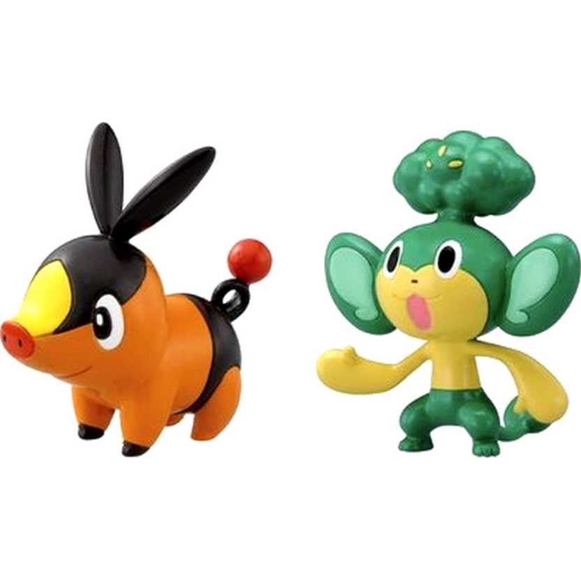 Pokemon 2 Pack Tomy Figure Tepig vs Pansage (aberto) 