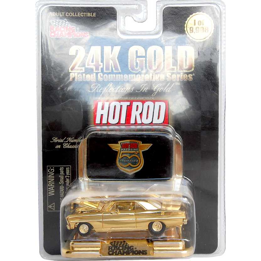 Racing Champions 24K Gold series 1966 Chevy Nova II Hot Rod 1/9998 escala 1/64