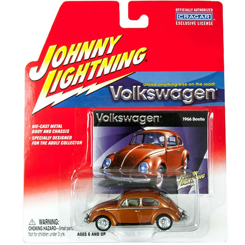 Volkswagen Fusca marrom metálico (1966) VW Beetle Johnny Lightning Diecast