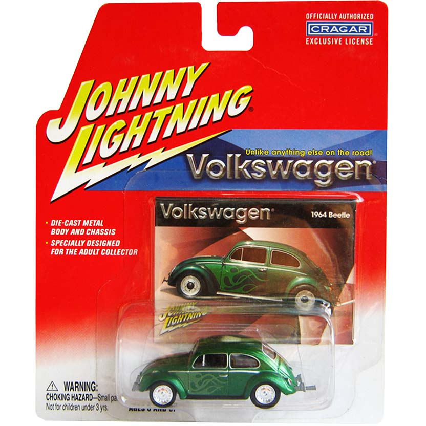 Volkswagen Fusca verde metálico (1964) VW Beetle Johnny Lightning Diecast