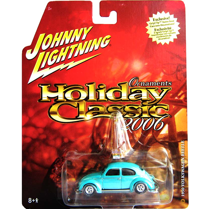 VW Fusca azul (1950) Split Window Beetle Holiday Classics 2005 Johnny Lightning 1/64