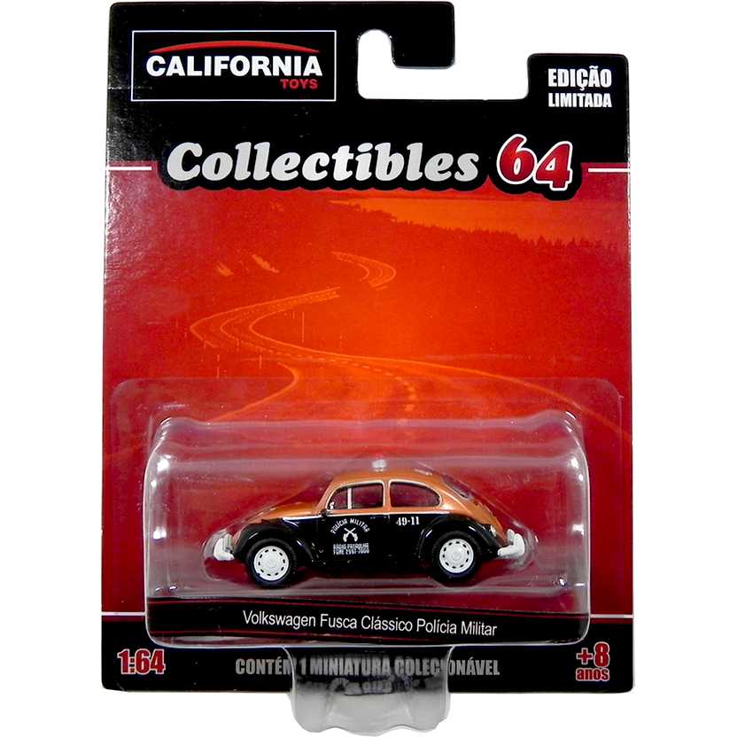 VW Fusca clássico da Polícia Militar California Toys Collectibles series 2 escala 1/64