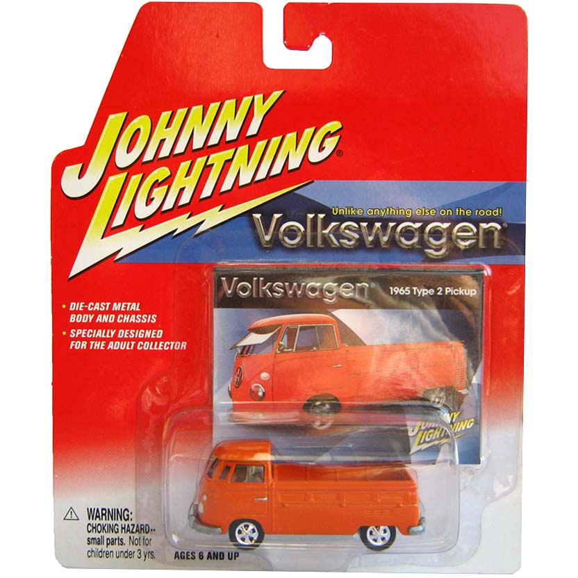 VW Kombi pick up laranja (1965) Volkswagen Type 2 Pickup Johnny Lightning escala 1/64