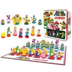 Xadrez do Super Mario Bros com 32 peças (cx. de lata)